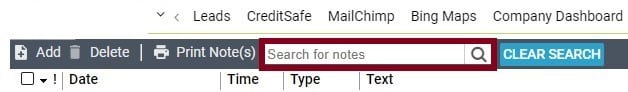 How to search a record's notes in Maximizer CRM