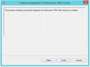 Outlook integration for Maximizer web access