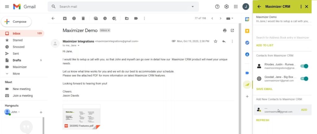 MAXIMIZERCRM gmail integration 01
