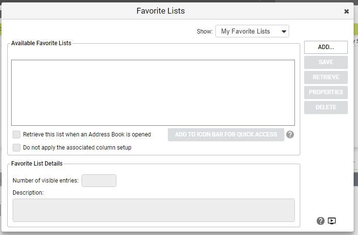 Maximizer CRM Favourite List Quick Access