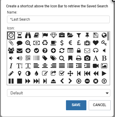 MaximizerCRM saved search icons