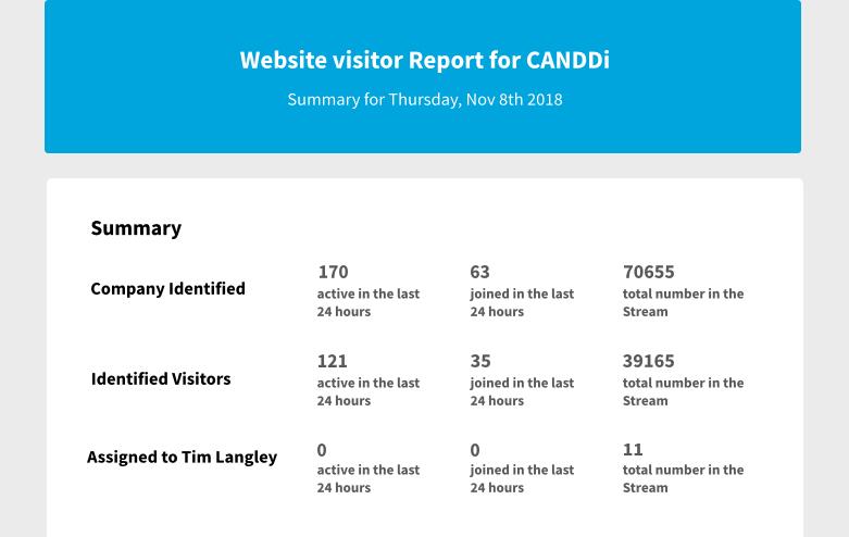 CANDDi - Website visitor report