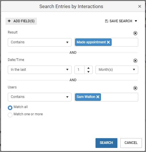 Search Entries by Interaction