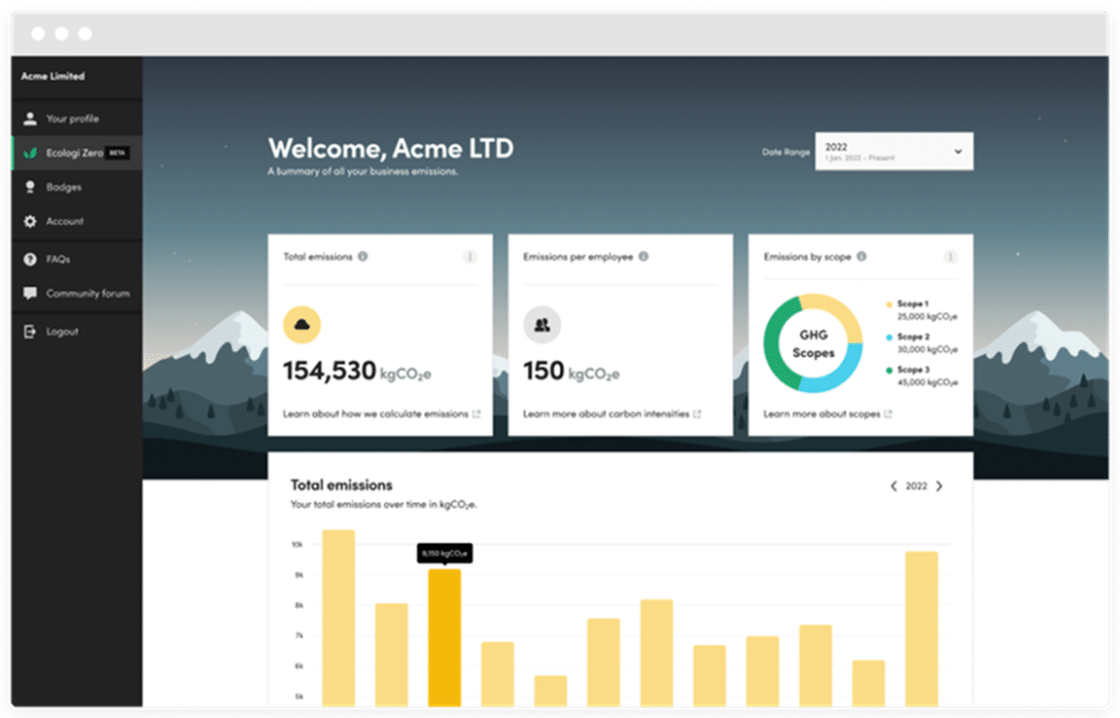 Ecologi dashboard