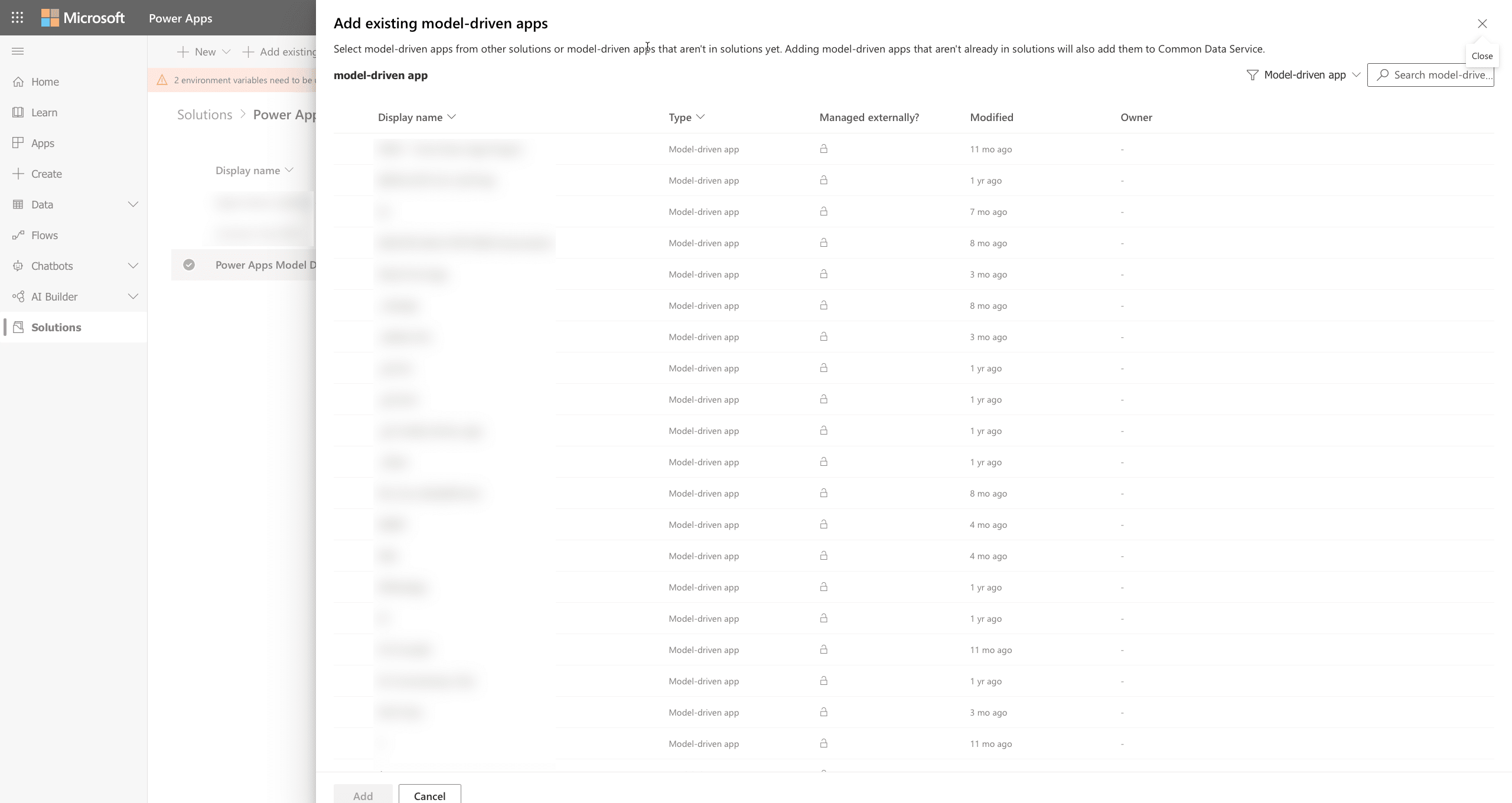 2. Quickly build a solution by importing apps and experiences from throughout the portal, then manage the solution, deploy to different environments, export/import, and more.