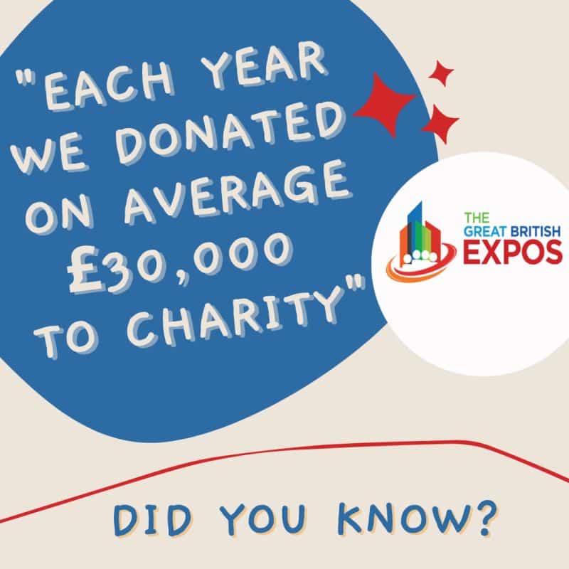 GB Expos: Each year we donated on average £30,000 to charities